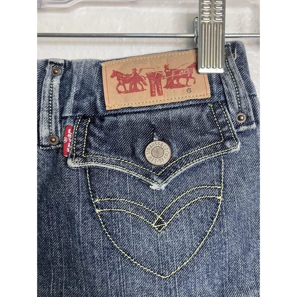 Vintage Y2K 2000s Levi's Denim Skirt Girls 6 Ruffle Country Western